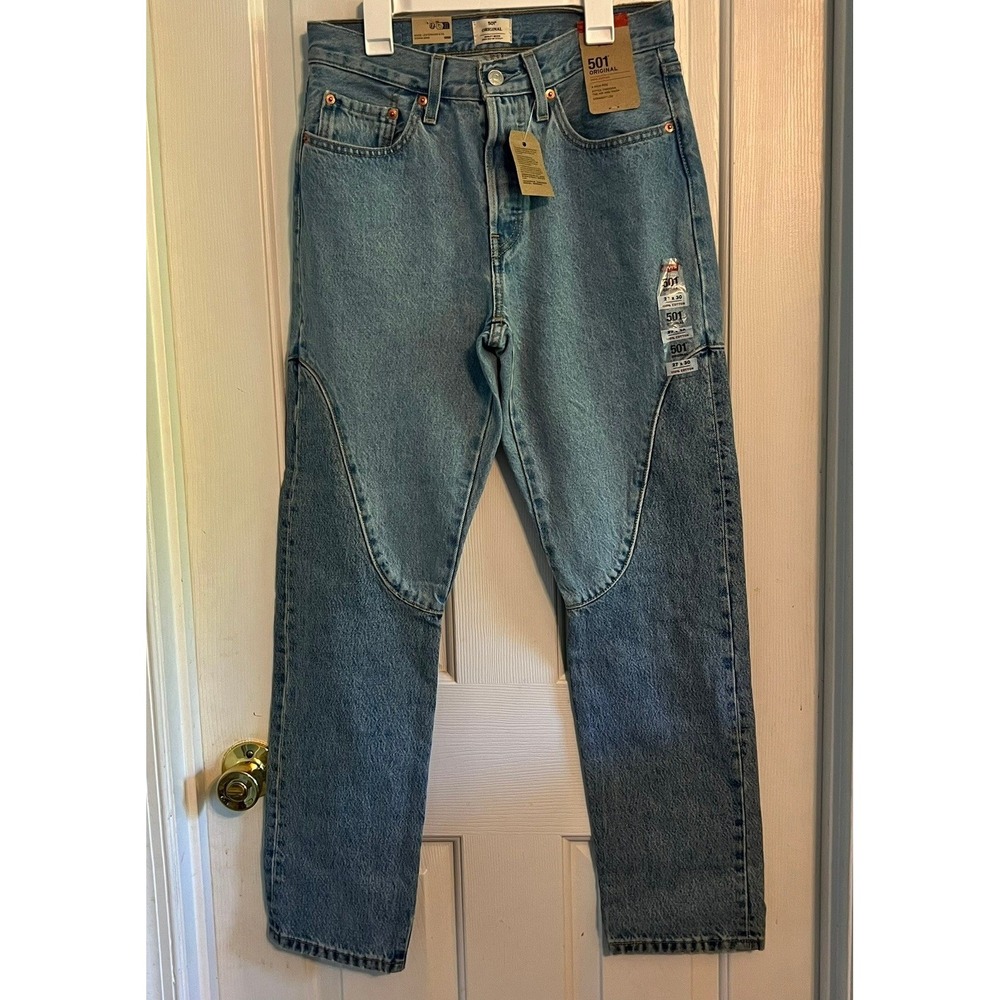 Levi's 501 Original Western Chaps Two-Tone High Rise Straight Leg Blue 27x30 NEW